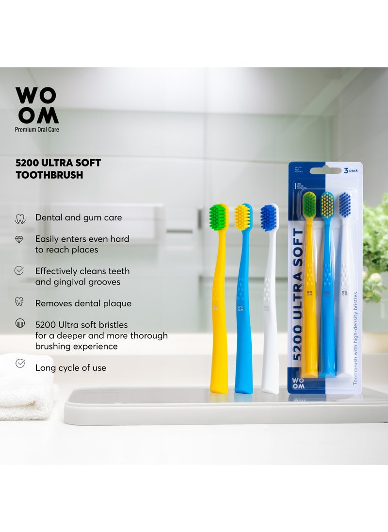 Toothbrush WOOM 5200 Ultra Soft for Sensitive Teeth and Gums, 3 pack