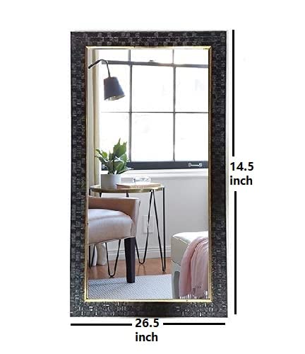 SEVEN HORSES Black Wall Mirror/Makeup Mirror/Bathroom Mirror/Dressing Mirror,Size 14.5X26.5 Inch, Framed, Rectangular - Image 4