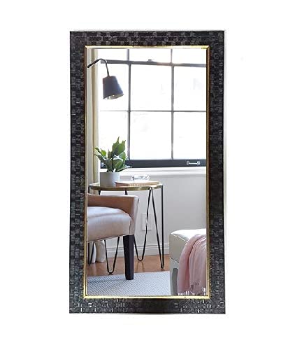 SEVEN HORSES Black Wall Mirror/Makeup Mirror/Bathroom Mirror/Dressing Mirror,Size 14.5X26.5 Inch, Framed, Rectangular - Image 1