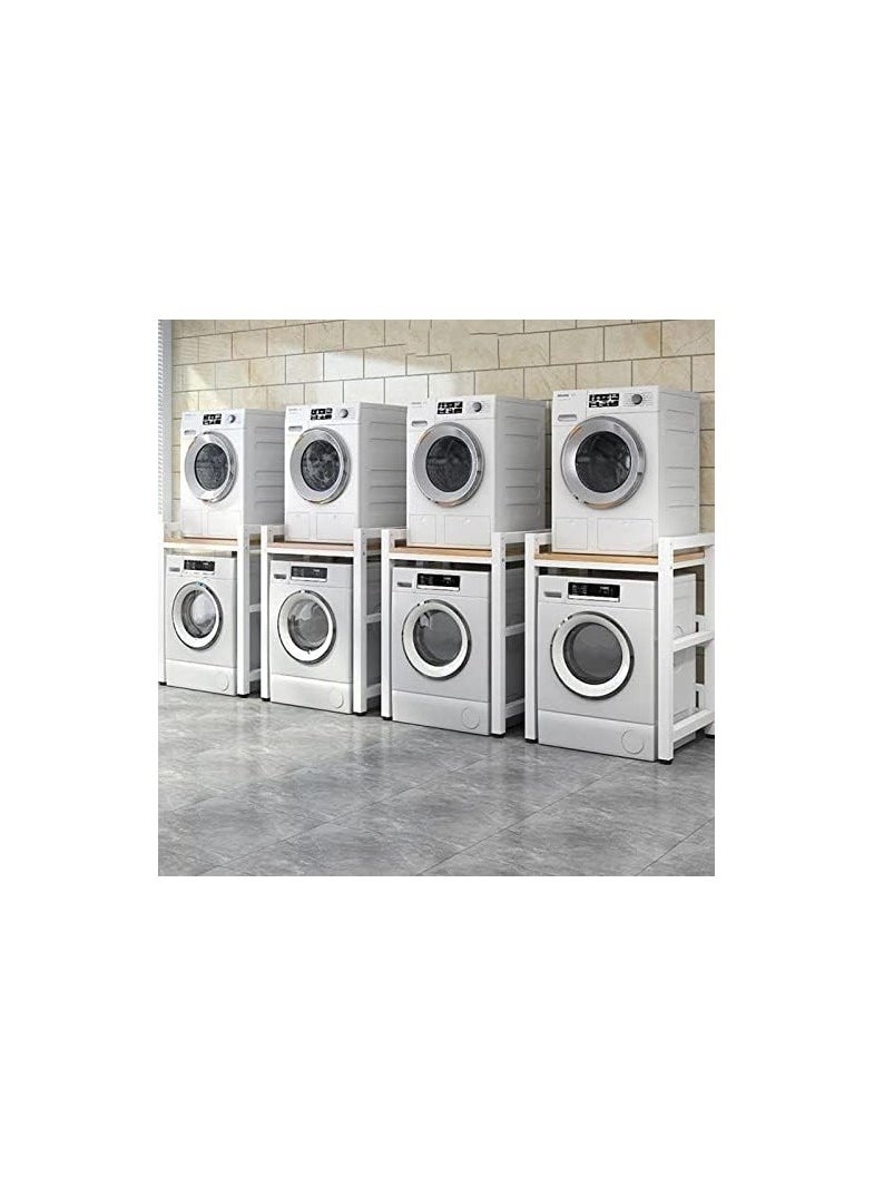 AL KHAYAM - Al Khayam Dryer Stand Height Adjustable, Portable Stacking Kit for Front Loader Washing Machine & Tumble Dryer, Storage Rack Storage Unit, 300kg Load Capacity BlackFrame LightWalnut - Image 1