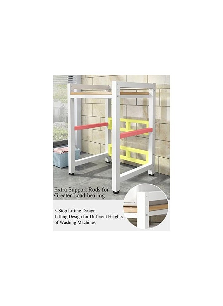 AL KHAYAM - Al Khayam Dryer Stand Height Adjustable, Portable Stacking Kit for Front Loader Washing Machine & Tumble Dryer, Storage Rack Storage Unit, 300kg Load Capacity BlackFrame LightWalnut - Image 1