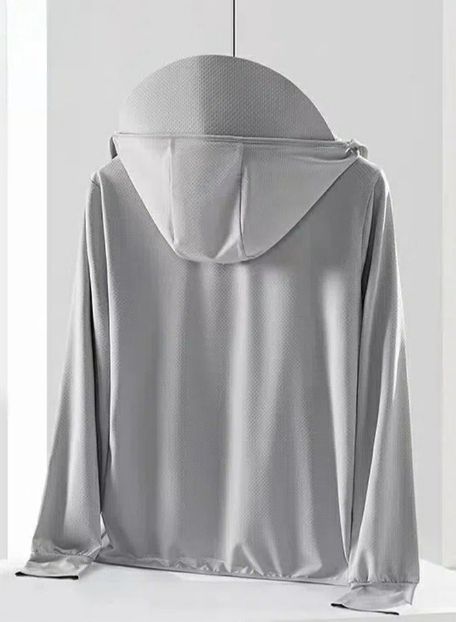 إسكدنيا واقية من الشمس سترة رقيقة تنفس هوديي الملابس الرمادية - Image 2