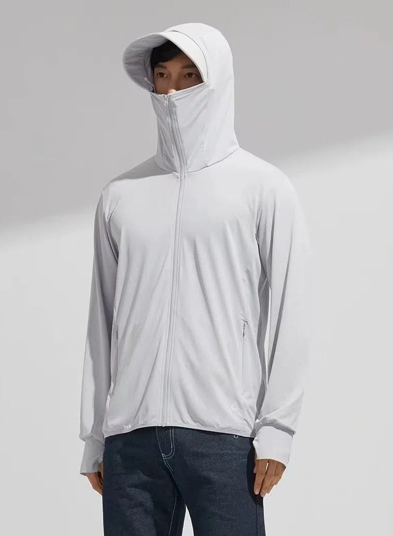 إسكدنيا واقية من الشمس سترة رقيقة تنفس هوديي الملابس الرمادية - Image 3