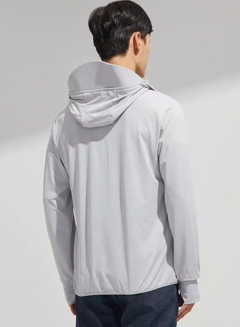 إسكدنيا واقية من الشمس سترة رقيقة تنفس هوديي الملابس الرمادية - Image 4