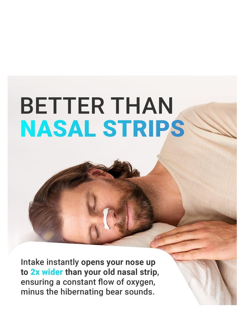 Intake Breathing Nasal Strip Starter Kit (30 Count Black) - Boost Oxygen Intake, Reduce Snoring, Improve Sleep Quality - Sweat Resistant, Skin Safe Nasal Strips - Extra Strength Snoring Solution  - Image 3