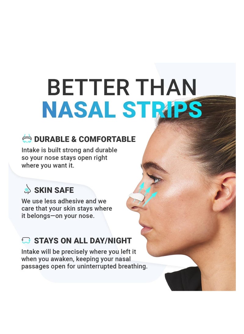 Intake Breathing Nasal Strip Starter Kit (30 Count Black) - Boost Oxygen Intake, Reduce Snoring, Improve Sleep Quality - Sweat Resistant, Skin Safe Nasal Strips - Extra Strength Snoring Solution  - Image 2