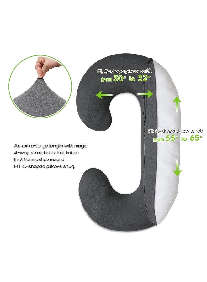 COSMOPLUS 𝐏𝐫𝐞𝐠𝐧𝐚𝐧𝐜𝐲 𝐏𝐢𝐥𝐥𝐨𝐰 𝐂𝐨𝐯𝐞𝐫 COSMOPLUS C Shaped Full Body Pillow Case 𝐂𝐨𝐯𝐞𝐫 for Maternity,Stretchy Cool Breathable Jersey Fabric,Provides Sleep and Pregnancy Support,Heather Grey - Image 3