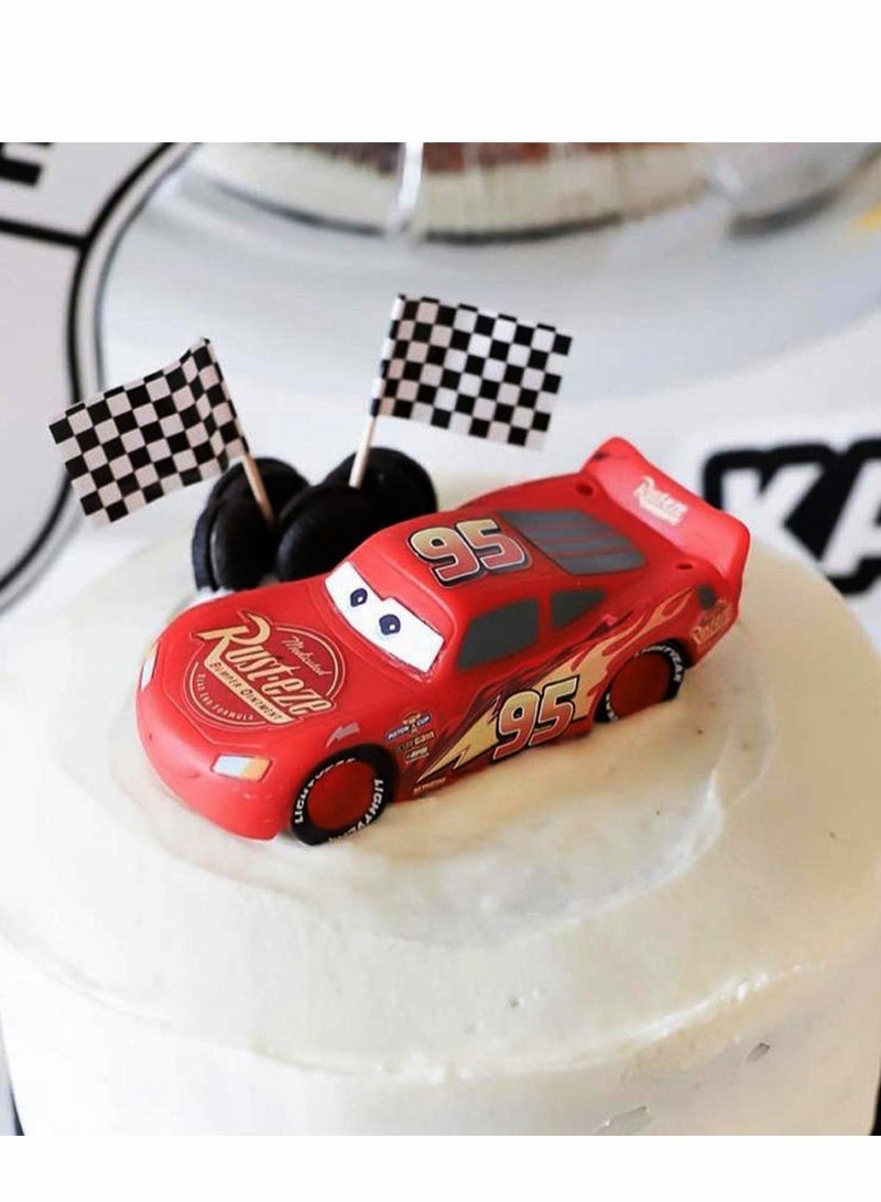 Excefore Checkered Racing Flag Toothpicks Cupcake Picks Mini Stick Toppers Dinner Flags Race Car Cake Decorations Party Supplies (100 Pack) - Image 5