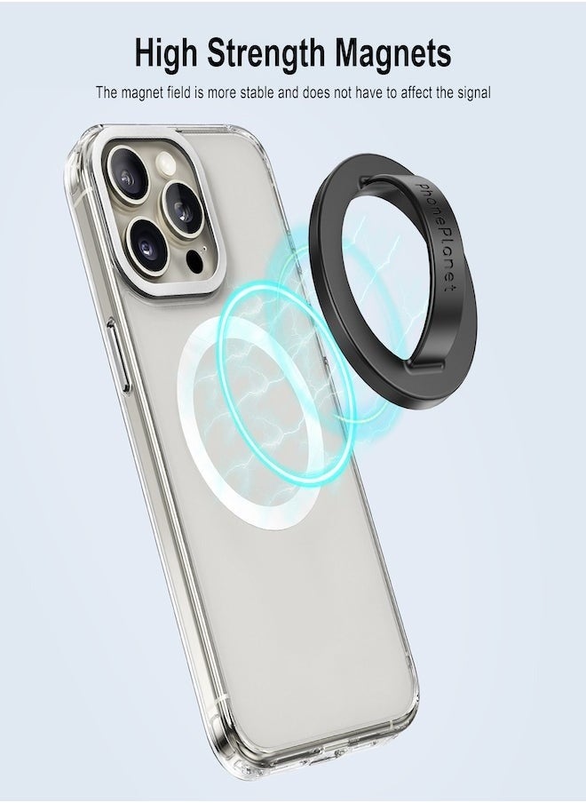 Phone Planet - Smartphone holder with a magnetic ring for iPhone a powerful tool for carrying and moving the mobile phone easily and safely works with MagSafe Black - Image 1