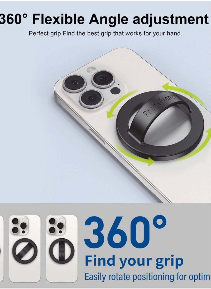 Phone Planet - Smartphone holder with a magnetic ring for iPhone a powerful tool for carrying and moving the mobile phone easily and safely works with MagSafe Black - Image 1