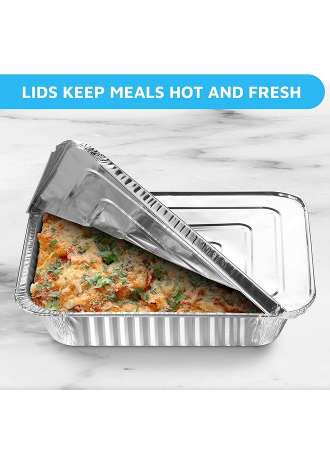 MontoPack MontoPack Aluminum Foil Pans Half Size Roasting Chafing Pan | 9x13 Tins for Cooking, Baking & Catering | Heavy Duty Disposable Cookware Steam Table Trays for Buffet & Food Prepping (20 Pack with Lids)  - Image 3