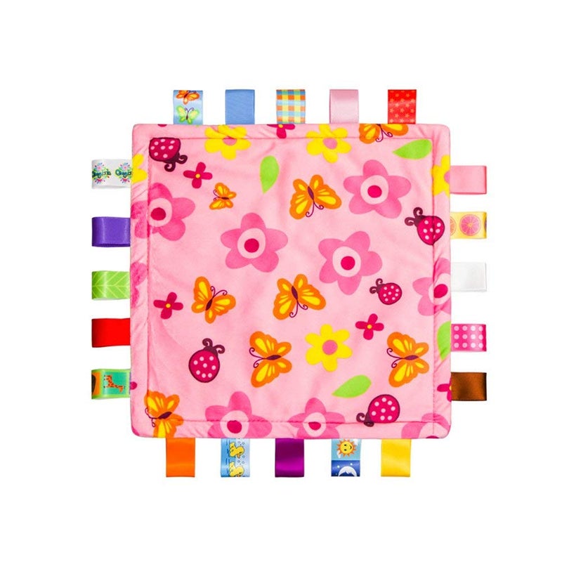 Inchant Colorful Ribbons Baby Taggy Blanket Comforter appese Towel Flower Shape Kids Toddlers Security Blanket