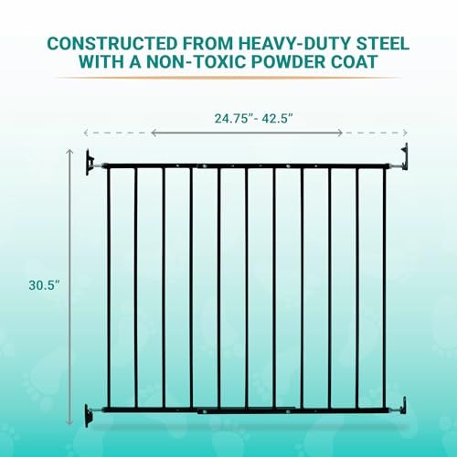 KidCo 24.75-42.5" Safeway Walk Through Baby Gate for Stairs and Doorways | No-Trip Top of Stairs Baby Gate No Bottom Bar | Quick-Release Mounted Hardware for Security and Easy Removal (Black) - Image 4