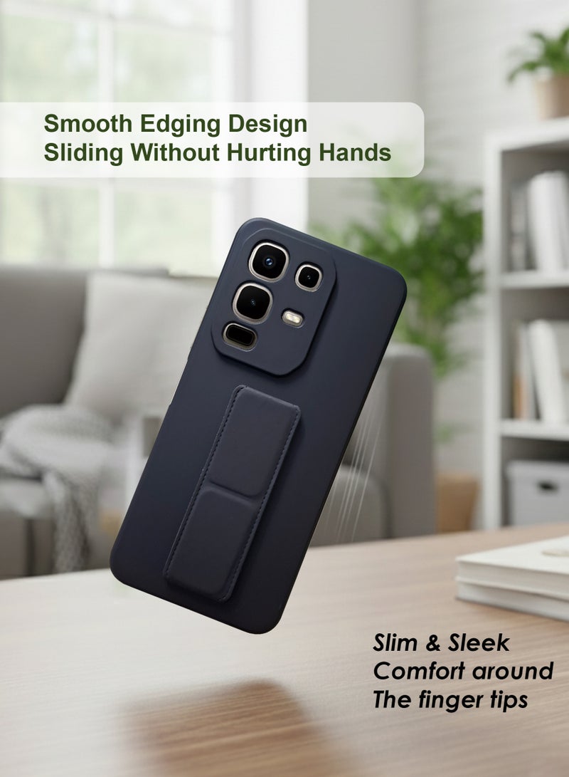 Infinix Note 50X Hand Grip Case Cover - Magnetic Hand Grip Holder & Kickstand - Strong Grip for Magnetic Car Holder, Stylish Silicone Case & Functional, Ultimate Convenience & Hands-Free Viewing - Black - Image 2