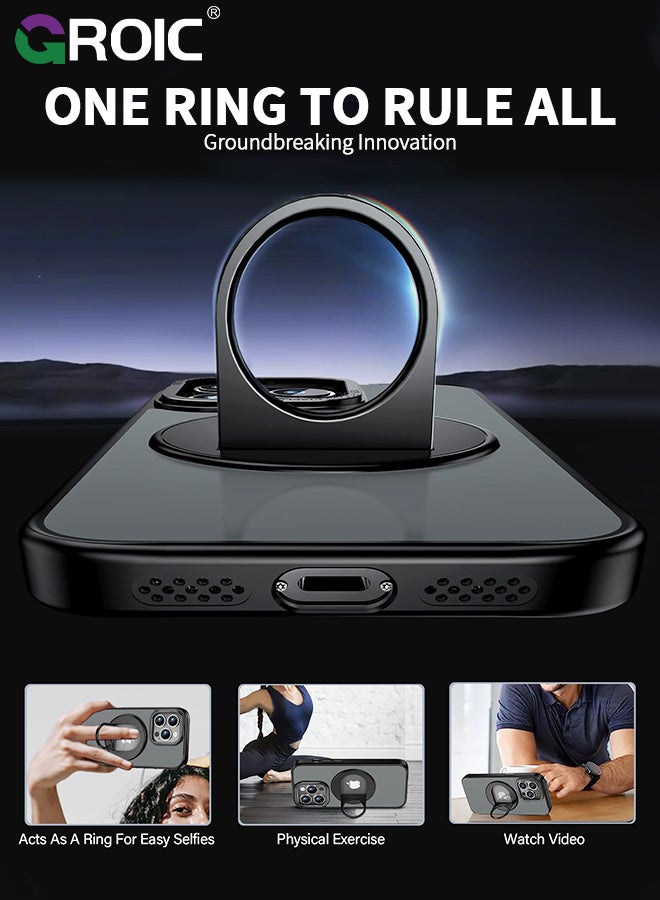 GROIC For iPhone 15 Pro Case with Magnetic Invisible Stand, Compatible with MagSafe,Translucent Phone Cover with Lens Protection,iPhone 15 Pro 6.1'' Shockproof Phone Shell - Image 3