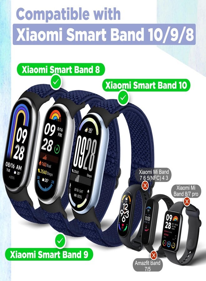 Bcuckood Elastic Bands Compatible with Xiaomi Smart Band 10/9/8 for Women Men, Stretchy Solo Loop Soft Nylon Elastic Strap Replacement Wristband for Xiaomi Mi Band 10/9/8，3 PCS - Image 2