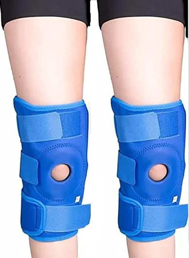 KUDIZE Open Patella Hinged Knee Brace for Knee Joint Pain Relief Functional Knee Support Cap Sleeve for Men & Women Ligament Tear Wraparound Stabilizer Blue (1 Pair / 2 Pcs) (3XL) - Image 1