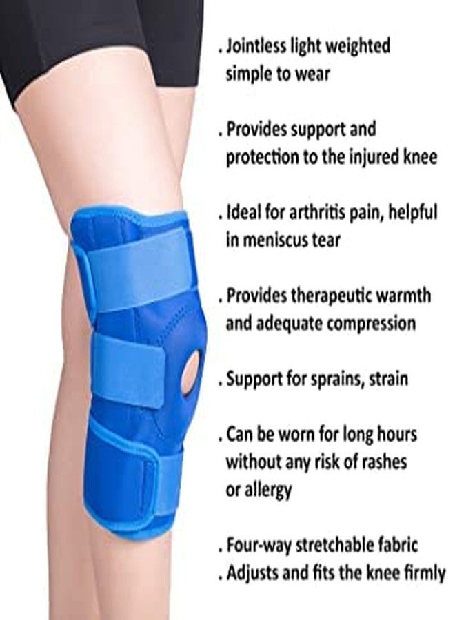 KUDIZE Open Patella Hinged Knee Brace for Knee Joint Pain Relief Functional Knee Support Cap Sleeve for Men & Women Ligament Tear Wraparound Stabilizer Blue (1 Pair / 2 Pcs) (3XL) - Image 2