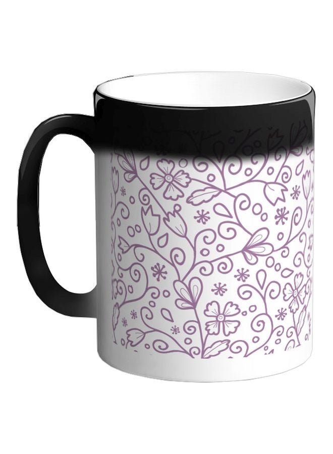 RYN Floral Printed Color Changing Coffee Mug Black 325ml