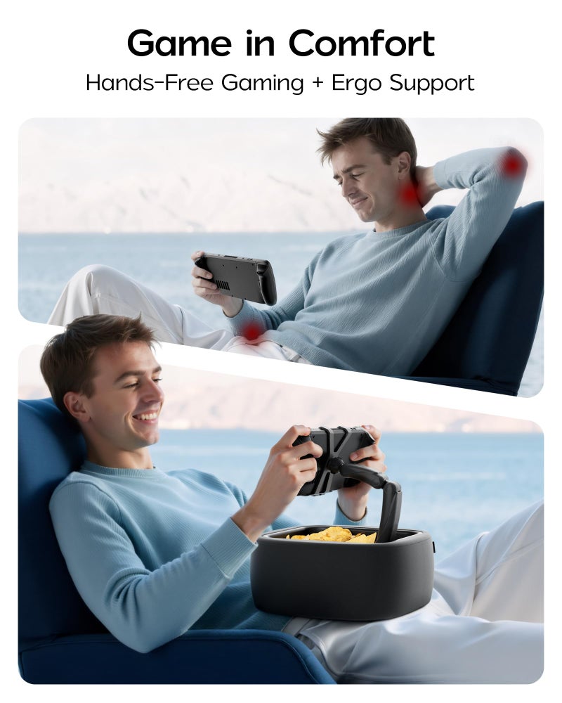 LULULOOK Gaming Pillow Stand for Steam Deck OLED & LCD & 4.7-14.6" Tablet, Zero Gravity Kindle Pillow Stand for Lap Compatible with Steam Deck Accessories (Machine Washable) - Image 3