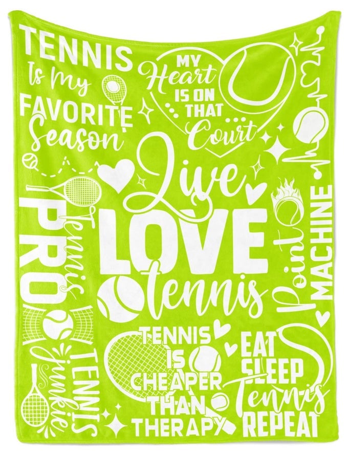 TENNIS GIFTS TENNIS THEMED THROW BLANKET FOR MEN WOMEN BOYS GIRLS PLAYERS