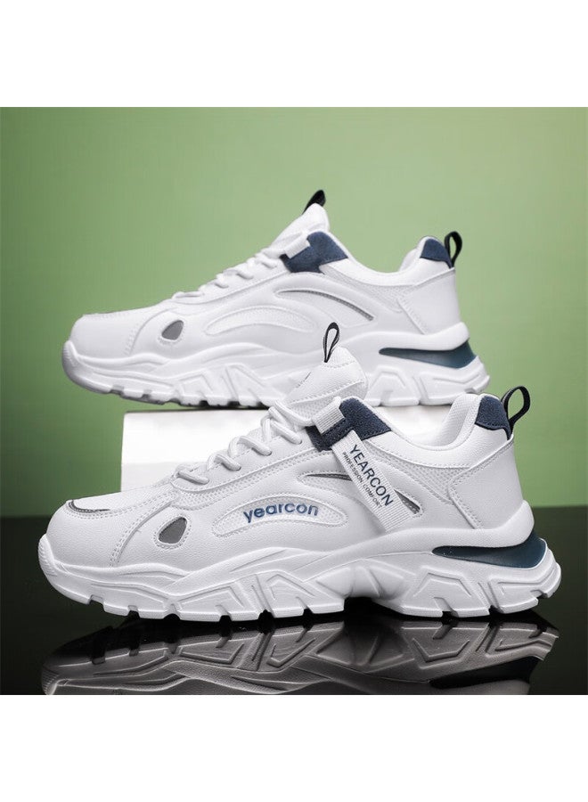 YEARCON Eierkang Men's Casual Shoes Breathable Mesh Outdoor Hiking Sports Shoes Comfortable Durable Running Shoes Size 42 White/blue - Image 5