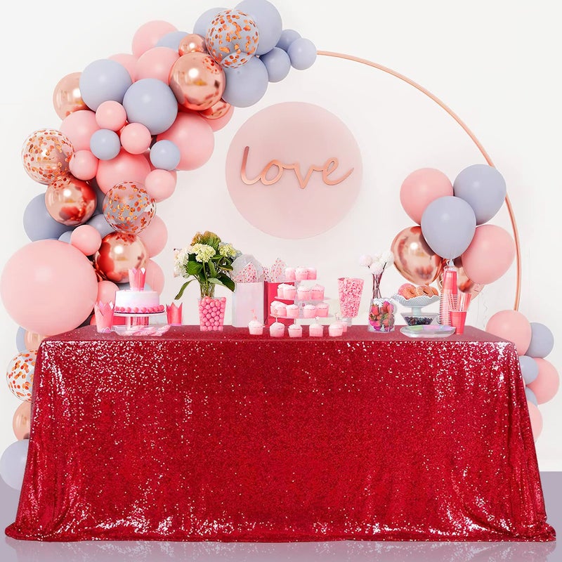 B.Cool B-COOL Red Sequin Tablecloth Christmas Table Overlays Valentine's Day Table Linen Red Sparkly Wedding for Gathering Banquet Linens 90x156 Inch - Image 4