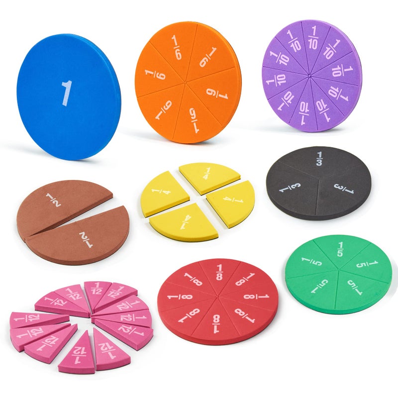 stochastic box Magnetic Fraction Tiles Circles 51 pcs Fraction Bars Set Rainbow Math Manipulatives for Preschool Elementary School Classroom Educational Kit - Image 2