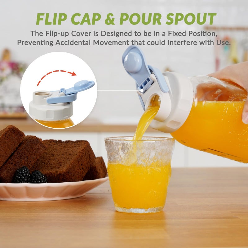 Soligt 6 Pack Colorful Mason Jar Lids, Regular Mouth Pour Spout Flip Cap Lids for Ball Brand Mason Jars, Leakproof, Portable & Refrigerator Safe (2 Gray Blue Lid, 2 Light Green, 2 Watermelon Red) - Image 5