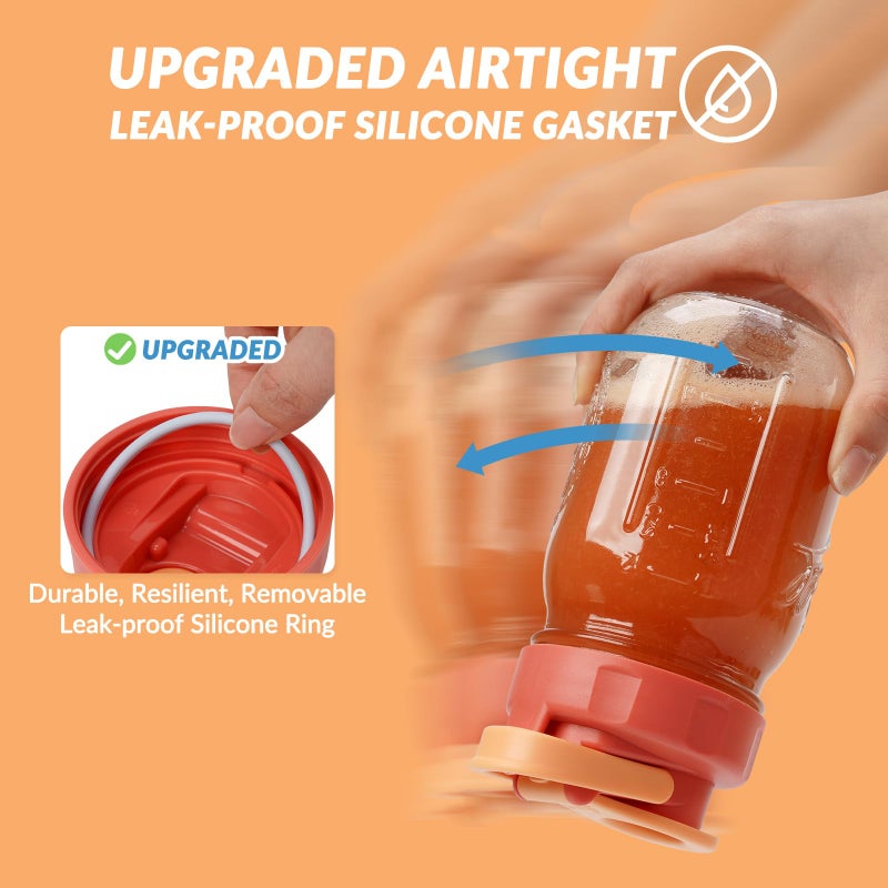 Soligt 6 Pack Colorful Mason Jar Lids, Regular Mouth Pour Spout Flip Cap Lids for Ball Brand Mason Jars, Leakproof, Portable & Refrigerator Safe (2 Gray Blue Lid, 2 Light Green, 2 Watermelon Red) - Image 4