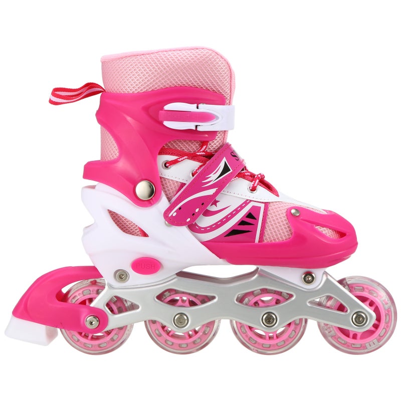 Adjustable Roller Skates Size M Thicken PVC Shell Dual Button Straps - Breathable Mesh Outdoor Roller Skates for Children Teenagers - Image 2