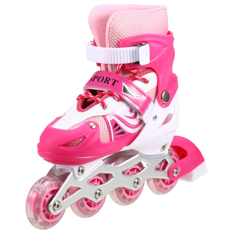 Adjustable Roller Skates Size M Thicken PVC Shell Dual Button Straps - Breathable Mesh Outdoor Roller Skates for Children Teenagers - Image 4