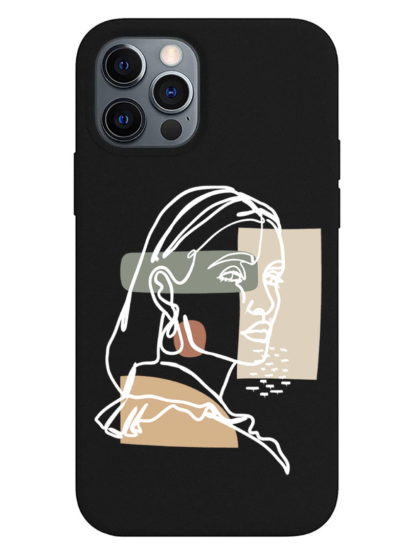 Theodor Protective Slim Fit Case Liquid Silicone Cover with Full Body Protection Anti-Scratch Shockproof Case For iPhone 12 Pro Black  - FORZA015 Vase with Leaf2 - Image 1