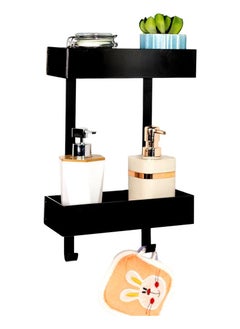 Generic Shower Box 2 tiers with hooks Black Aluminum anti rust  - Image 1
