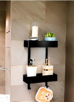Generic Shower Box 2 tiers with hooks Black Aluminum anti rust  - Image 2