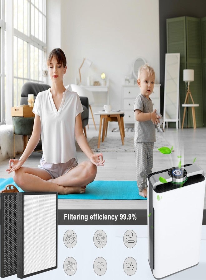 Slirceods PH950&AMB1 Filter Replacement for Air Purifier Compatible with Turonic PH950 and Extract-All AMB1 Air Purifiers（2 Air Filter+2 Carbon filter) - Image 4