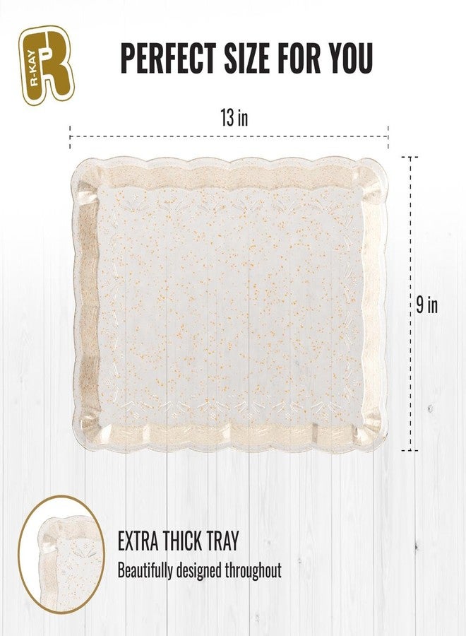 R-kay 6 Pack Gold Glitter Plastic Serving Trays for Party, 9 x 13 Inch - Heavy Duty Plastic Gold Trays for Food - Rectangular Party Serving Platters - Image 5