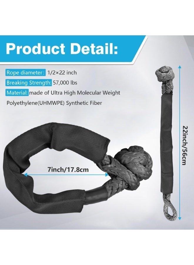 Soft Shackle Recovery, 1/2 inch X 22 inch Soft Shackle (58,000 LBS Breaking Strength) with Protective Sleeve for Off-Road Sailing Trucks, 4x4，UTV, ATV(Black,  Soft Shackle) - Image 2