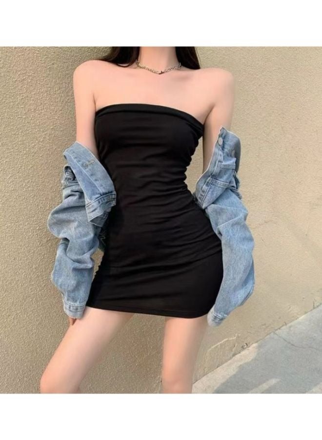 Strapless Plain Mini Bodycon Dress No: 556 - Image 2