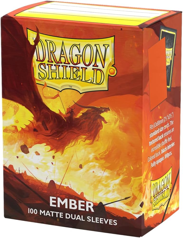 dragon shield | Matte Dual Standard Size Card Sleeves | 100 CT - Smooth u0026 Tough Premium TCG Sleeves - Compatible with Pokemon, Flesh u0026 Blood, One Piece u0026 Magic The Gathering | Ember - Image 1
