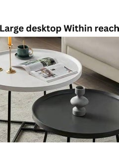 LHFHOMT Sofa Center Tables Set of 2 Pieces, Round Sofa Center table, wooden Top, Strong Gold Metal Frame for Living Room,Sofa Side  - Image 5
