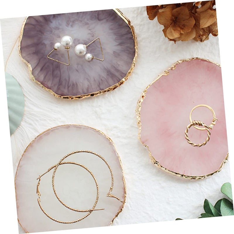 Golden Rim Agate Jewelry Tray Black Display Plate Organizer For Earrings Rings Necklaces - Image 3