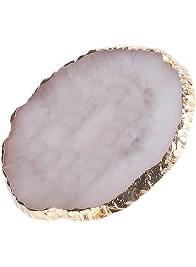 Golden Rim Agate Jewelry Tray Black Display Plate Organizer For Earrings Rings Necklaces - Image 1