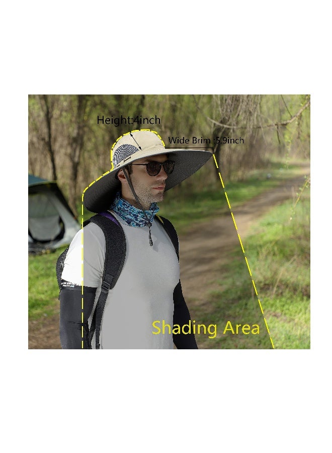 Generic Men Wide Brim Sun Hats UPF50+ Waterproof Breathable Bucket Hat for Fishing, Hiking, Camping - Image 1