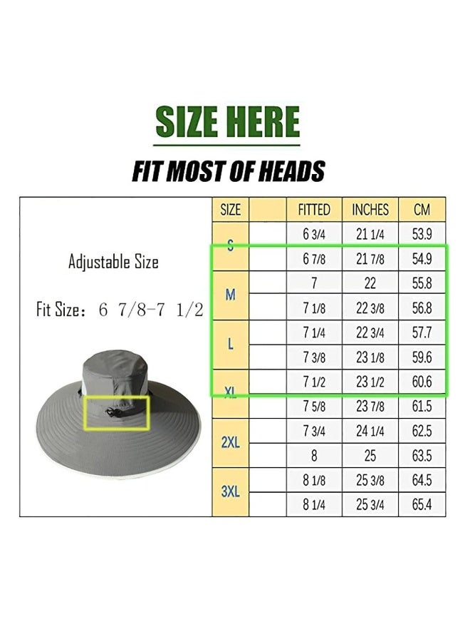 Generic Men Wide Brim Sun Hats UPF50+ Waterproof Breathable Bucket Hat for Fishing, Hiking, Camping - Image 3