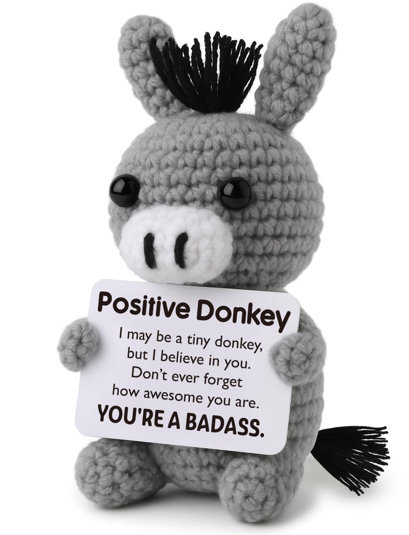 Frabaca Easter Basket Stuffers for Women Men Adult Teen - Positive Crochet Donkey for Birthday Gifts Daily Affirmation Emotional Worry Support for Her Him, Funny Inspirational Self Care Holiday Essentials - Image 1