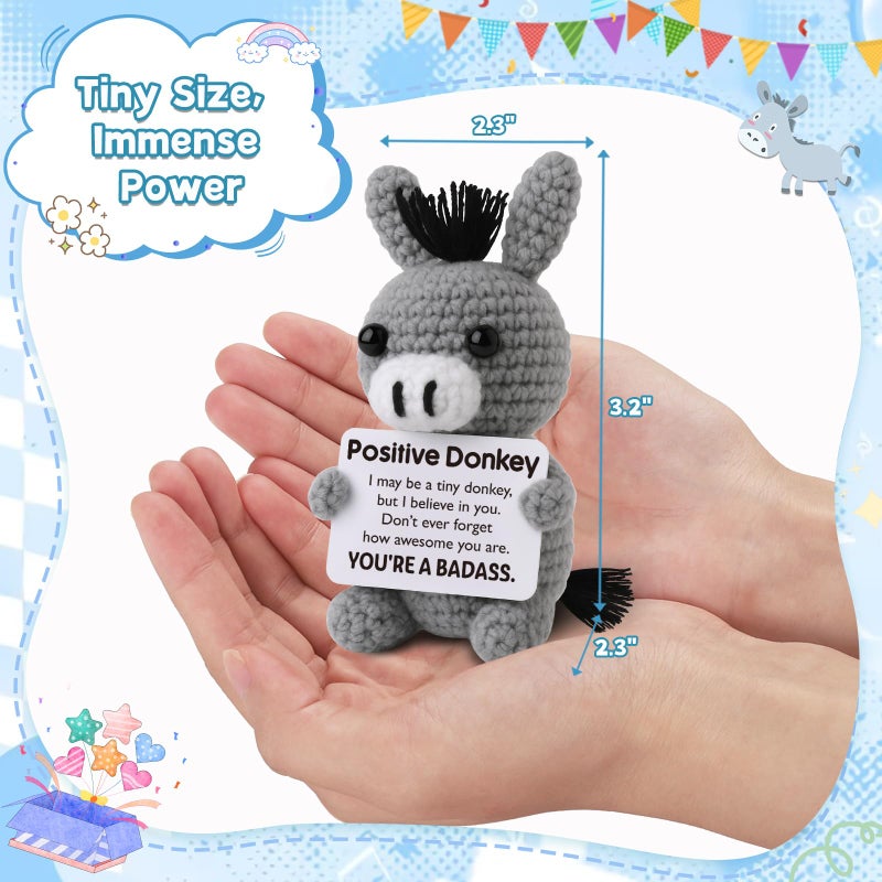 Frabaca Easter Basket Stuffers for Women Men Adult Teen - Positive Crochet Donkey for Birthday Gifts Daily Affirmation Emotional Worry Support for Her Him, Funny Inspirational Self Care Holiday Essentials - Image 4