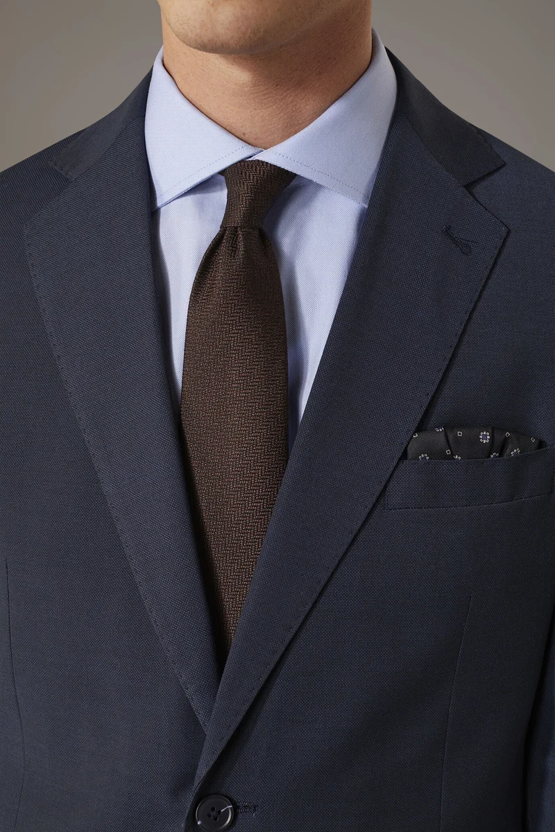 Doppelganger Blue Men's single-breasted suit regular fit bird's eye fabric - Blue for Men | Best Price UAE