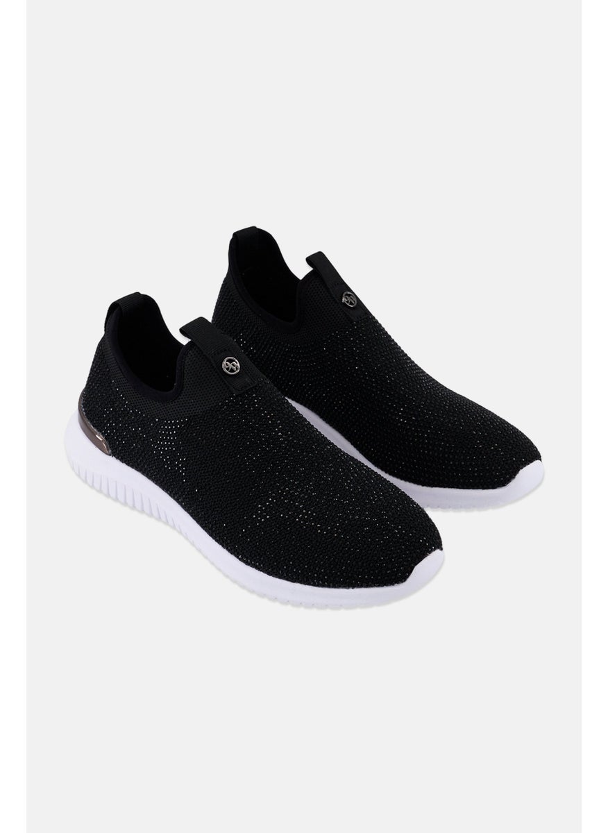 NINE WEST - Women Rhinestone Slip On Casual Shoes, Black - Image 1