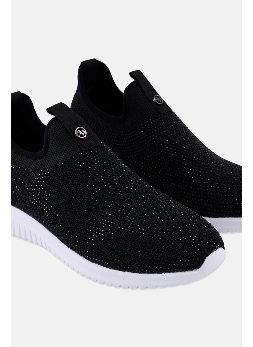 NINE WEST - Women Rhinestone Slip On Casual Shoes, Black - Image 1